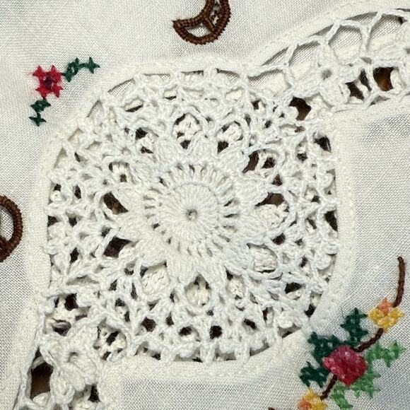 Vintage Doily Dresser Scarf Cross Stitch Needlepoint Floral Roses 16x40” - Picture 6 of 6